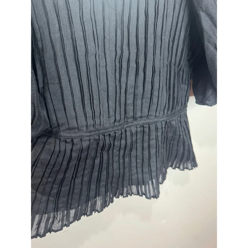 Banana Republic Kali Puff Sleeve Blouse Black Sz‎ 4 NWT